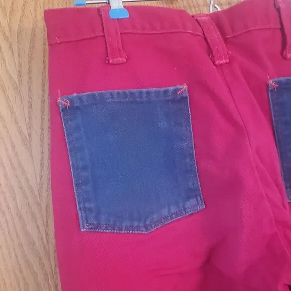 Vintage 1970s Wide-Leg Denim Jeans w/ Star Designed Pockets Sz 30" x 29" - Picture 3 of 7